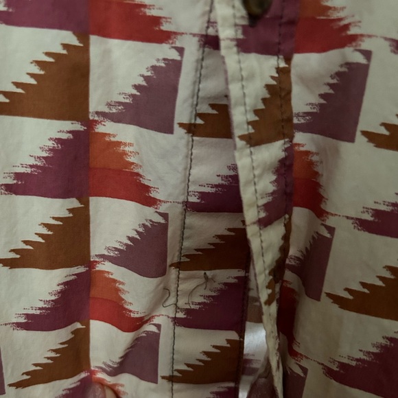Mens Prana Short-Sleeve Button Up Shirt Triangle Print Small - Picture 2 of 9
